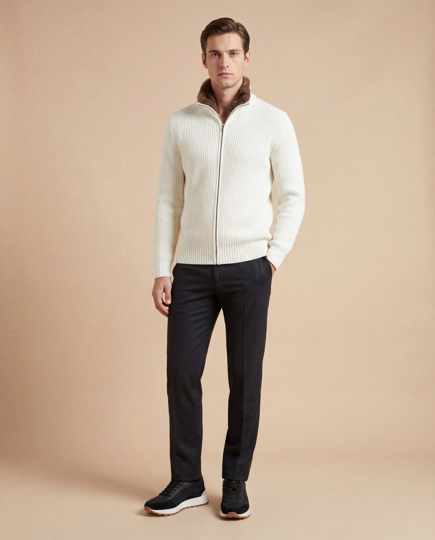 Fur Collar Cardigan