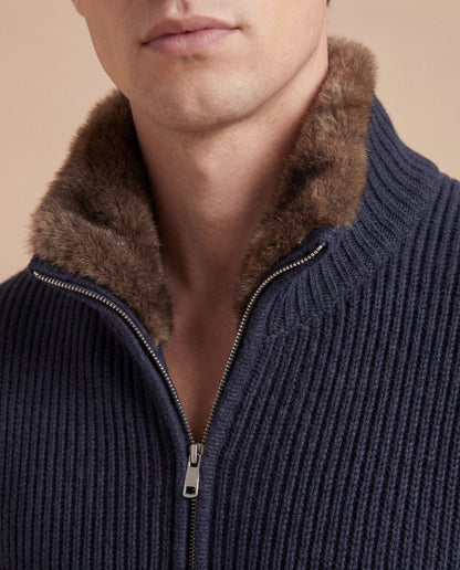 Fur Collar Cardigan